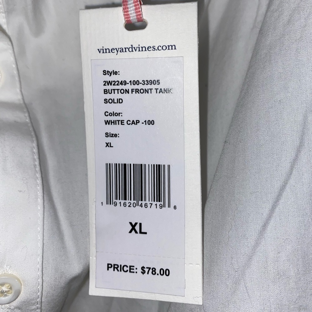 Vineyard vines white button tank top, nwt, size xl, perfect summer top! - Picture 2 of 5